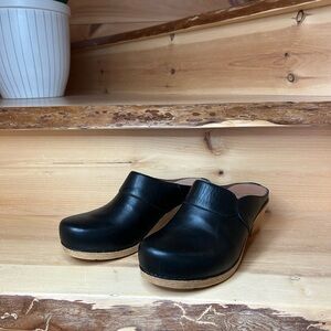 Dansko Black Leather Mules